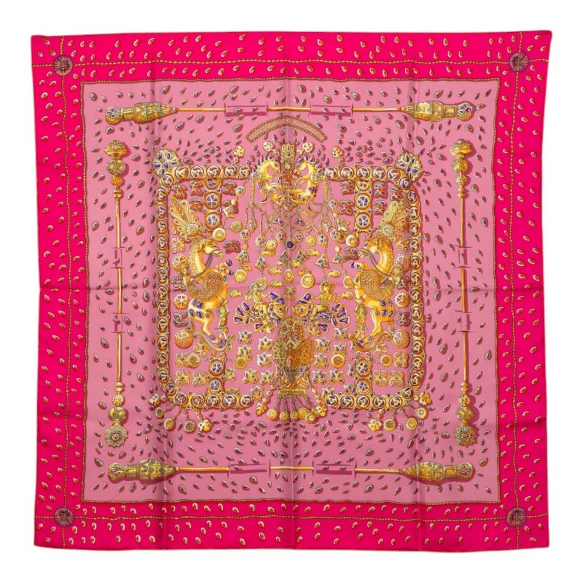 Hermes Authentic Pink Silk Scarf Hermes Authentic Pink Silk Scarf